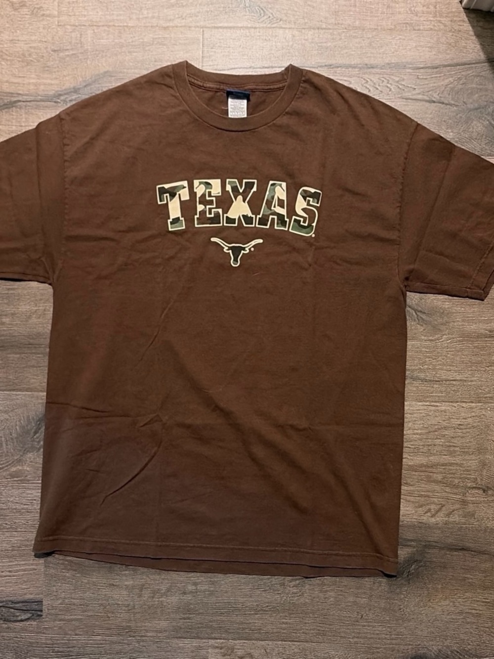Texas Longhorns Camo Logo Brown T-Shirt Large